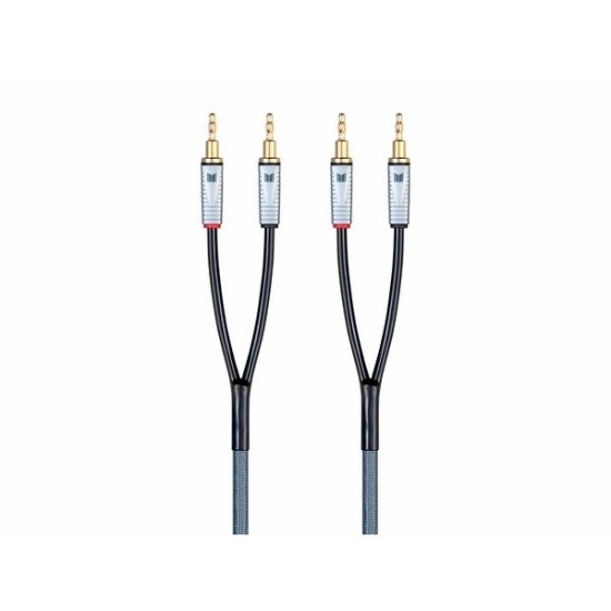 Monolith by Monoprice 14AWG Oxygen Free Copper Multi-Strand Conductors PE Insulated Speaker Wire with Gold Plated Banana Plug Connectors, 6ft - Pair Monolith by Monoprice 14AWG Oxygen Free Copper Multi-Strand Conductors PE Insulated Speaker Wire with Gold Plated Banana Plug Connectors, 6ft - Pair