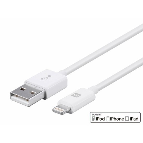 Monoprice Essential Apple MFi Certified Lightning to USB-A Charging Cable - 6ft White Monoprice Essential Apple MFi Certified Lightning to USB-A Charging Cable - 6ft White