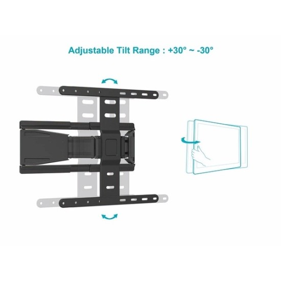 Monoprice Ultra Low-Profile Full Motion TV Wall Mount For 40" To 75" TVs up to 110lbs, Max VESA 400x400, Works with Concrete, Brick, and Wooden Studs Monoprice Ultra Low-Profile Full Motion TV Wall Mount For 40" To 75" TVs up to 110lbs, Max VESA 400x400, Works with Concrete, Brick, and Wooden Studs